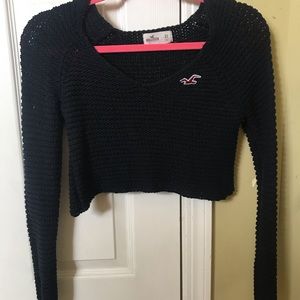 NavyBlue cropped knitted v-neck Hollister sweater